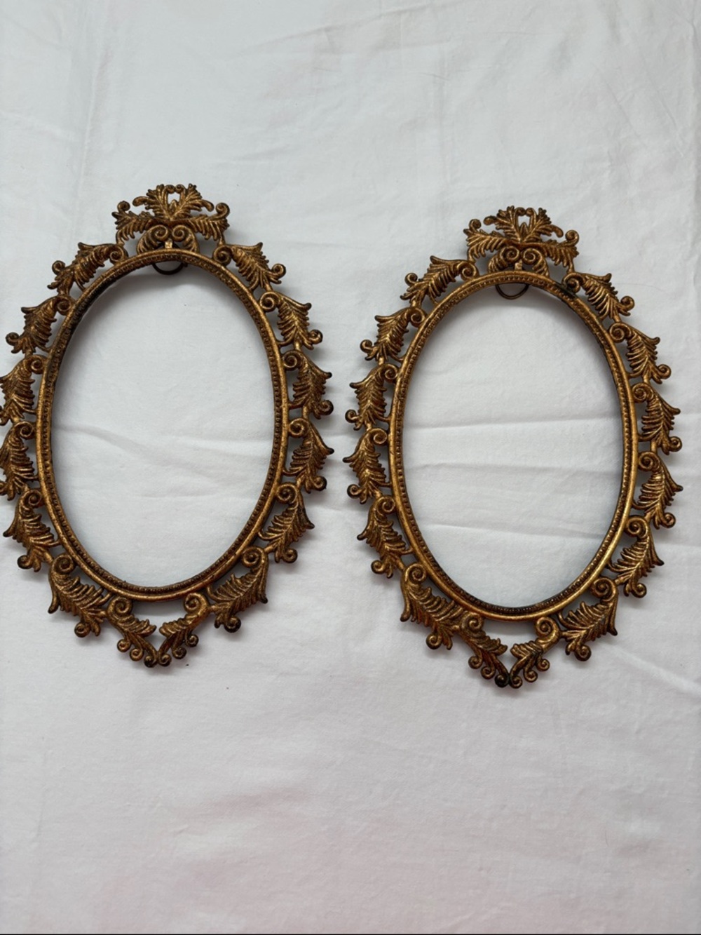VTG Ornate Metal Oval Picture Frames No Glass or Back